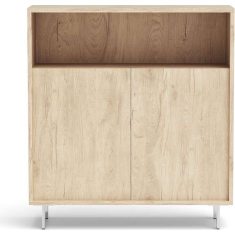 Mueble auxiliar/zapatero Md-509 con puertas acabado en roble, 89cm(alto) 80cm(ancho) 29cm(prof.) (1/3)