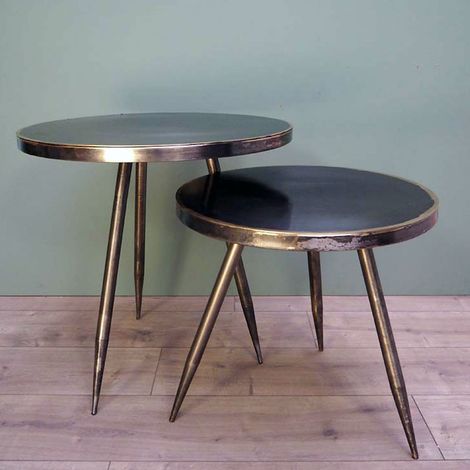 Ensemble 2 tables d'appoint métal 55x52 cm (1/3)