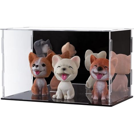 Présentoir en Acrylique Noir avec Miroir, boîte de présentation Polyvalente pour Objets de Collection (1/5)