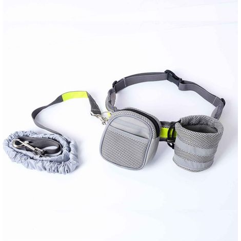 Laisse mains libres pour chien, laisse de promenade ajustable pour chiens moyens et grands, laisse élastique rétractable avec pochette de ceinture pour la marche, le jogging et l'éducation de votre ch