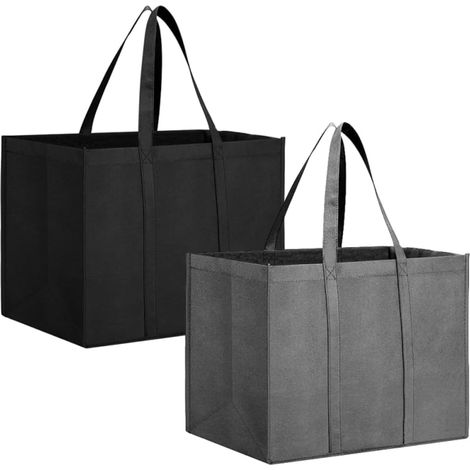 Shopping bags, two portable shopping bags, foldable, spacious and lightweight, with handles, measuring 41 x 33 x 26 cm. (1/5)