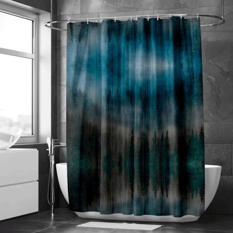Rideau de douche style encre minimaliste zen, tissu salle de bain imperméable, 180x180 cm