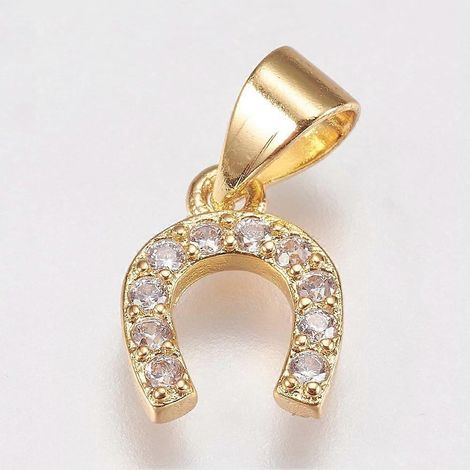 1 pièce Fer à cheval en laiton micro-pavé de zircone cubique 10x8x2mm Trou : 3,5x4,5mm( ) (1/2)