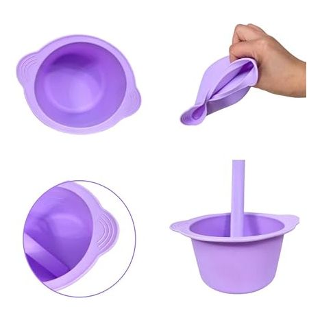 bol à cire silicone pour chauffe-eau, réutiliser le chauffe-cire de remplacement du pot de cire, revêtement de cire anti-adhésif avec 1 mélange du bâton (violet) (1/3)