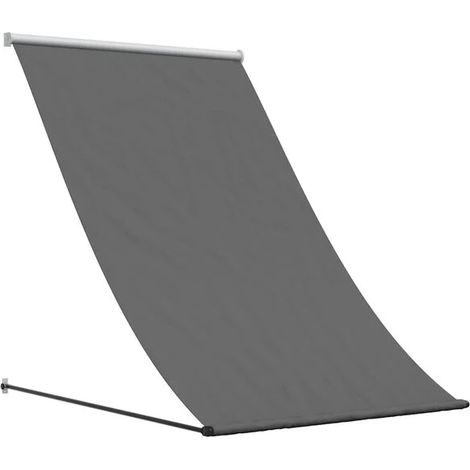 Store banne rétractable gris anthracite, 100 x 150 mètres, structure en tissu et acier. (1/5)