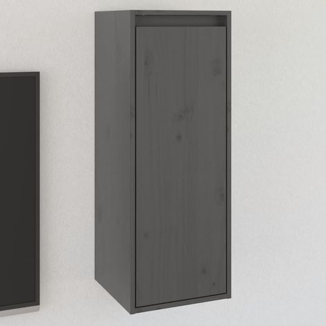 Armoire murale, Meuble Haut, Armoire Etagère de rangement Gris 30x30x80 cm Bois de pin massif HYB94084