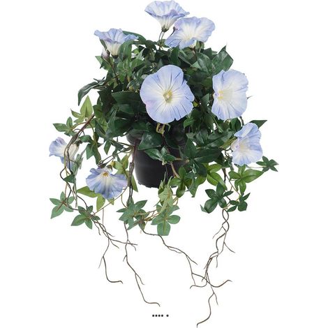 Ipomée liseron factice retombant en pot H40cm belles fleurs Bleu ciel - couleur: Bleu ciel