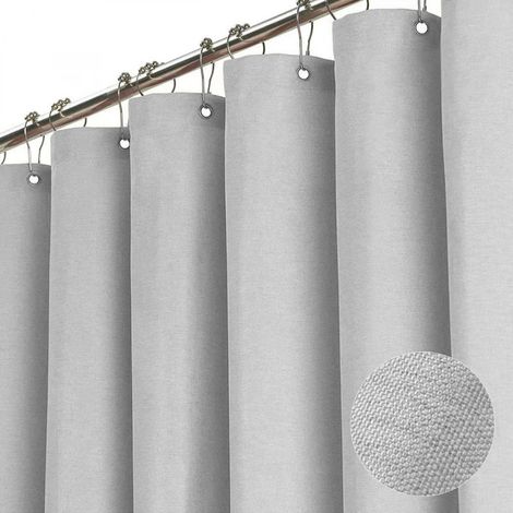 Rideau de douche imperméable imitation lin gris argenté 200 x 200 cm, décoration pour salle de bain, baignoire, hôtel ou maison