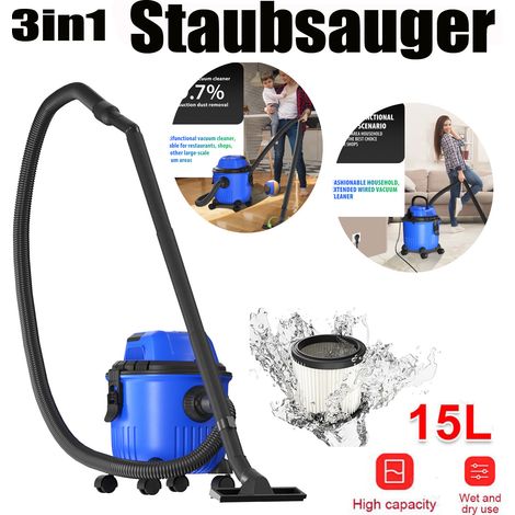 Dayplus – Aspirateur eau et poussière sans sac 15L – Puissance 2000W – Dépression 18000Pa – Niveau sonore 60dB – Accessoires pour nettoyage spécifique