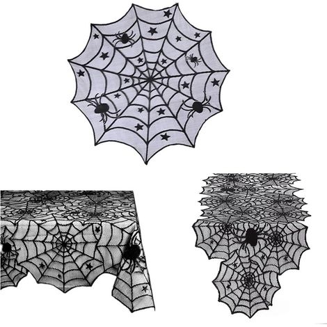 Nappe à motif fantôme - Chemin de table - Décorations d'Halloween pour bureau, cheminées, fêtes de fin d'année, linge de table d'Halloween (1/4)