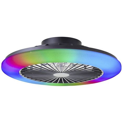 [GEBRAUCHT] B-Ware Brilliant Salerno LED Deckenleuchte 49cm mit Ventilator dimmbar Schwarz (1/2)