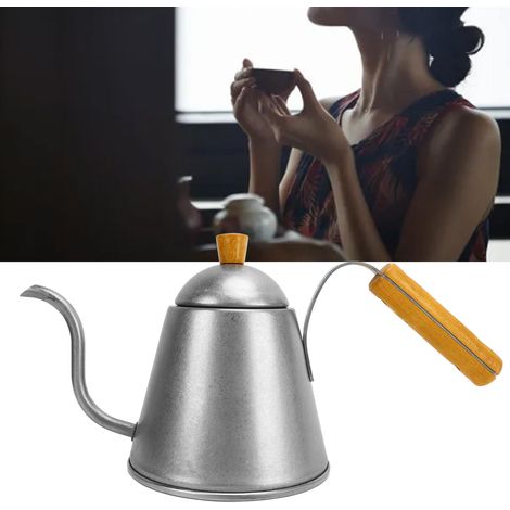 Bouilloire à café rétro en acier inoxydable 304, grande capacité, idéale pour le camping et les activités de plein air (bouteille d'eau/bouilloire électrique portable). (1/5)