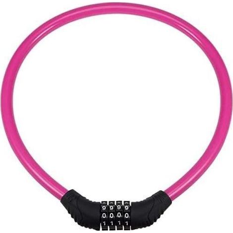 Antivol à câble pour vélo, cadenas à combinaison réinitialisable à 4 chiffres, rose rouge, 2 pieds (1/5)