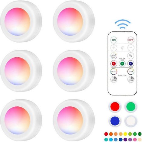 Modèle 2025, lot de 12 spots LED ronds avec télécommande, 16 couleurs changeables, éclairage pour meubles. (1/5)