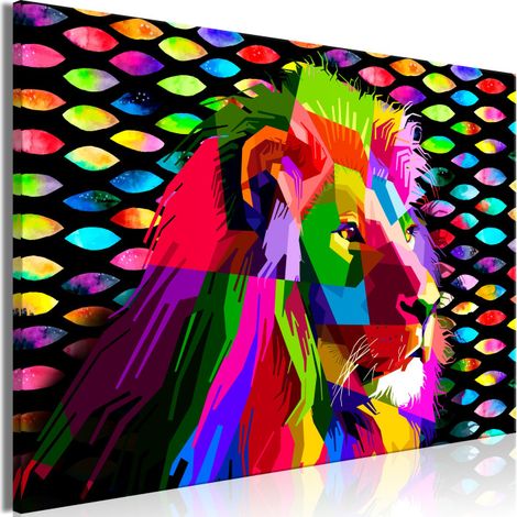 Tableau Imprimé "Rainbow Lion Wide" 80 x 120 cm (1/2)