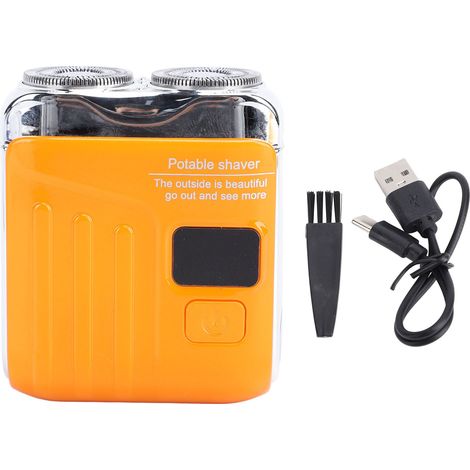 Mini tondeuse barbe rotative affichage puissance lavable – Magnétique USB rechargeable compacte électrique moustache voyage orange, beauté (1/5)