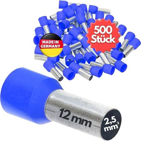 Embouts de Câble Isolés 2,5 mm² - AE2512BL Manchon Bleu 12 mm (1/5)