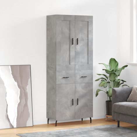 vidaXL Buffet haut Gris béton 69,5x34x180 cm Bois d'ingénierie (1/5)