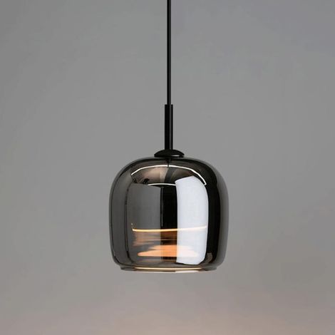 Hochwertiger, moderner, minimalistischer und kreativer einflammiger LED-Kronleuchter in Grau, ideal für Schlafzimmer und Esszimmer.