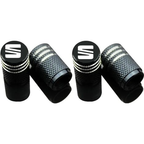 (Noir) Lot de 4 bouchons de valve de pneu en métal pour voiture, compatibles avec Seat Leon 5f, Ibiza 6l, 6j, Leon 1p Cushion, Altea XL, Leon Mk3, Ibiza FR et Arona. (1/5)