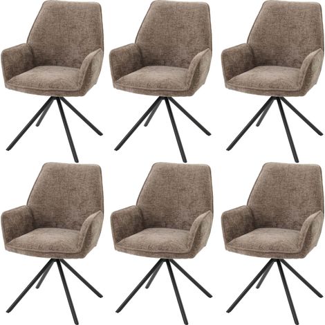 Lot de 6 chaises de salle à manger HWC-G67, chaise de cuisine avec accoudoirs, pivotante Auto-Position, chenille Oeko-Te (1/5)