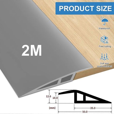 m x 5 cm selbstklebende Schwellenleiste, PVC-Türschwelle zum Selbstkleben, Schwellenverstellleiste, Schwellenrampe, Bodenübergangsleisten (Grau) (1/4)