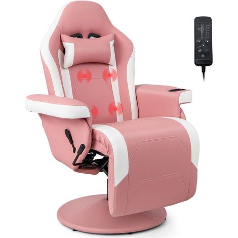 CASART Massage Gaming Chair Height Adjustable Swivel Racing Video Gaming Recliner (1/5)