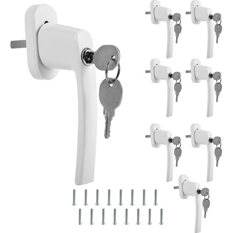 8PCS Poignées de Fenêtre Verrouillable à Clé en Aluminium, avec une longueur de goupille de 35 mm, Sécurité enfant Convient à Toutes Les Fenêtres et Portes de Balcon Courantes- Blanc