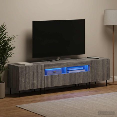 vidaXL 3 Piece LED TV Cabinet ZWOLLE Grey Sonoma Engineered Wood (1/5)