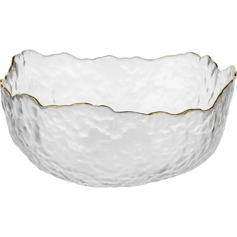 Bol de ensalada de cristal con borde dorado Ellari, 16 cm.
