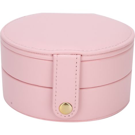 Boîte à bijoux PU portable multifonction pour rangement de bagues et boucles d'oreilles (Rose) (1/5)