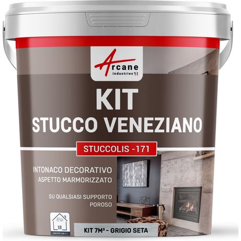Kit stucco veneziano decorativo - KIT STUCCOLIS - 171 - 7 m² Grigio Seta - ARCANE INDUSTRIES (1/2)