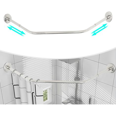 Tringle de douche d'angle — Tringle en acier inoxydable 304, réglable de 45 à 75 cm, adaptée aux baignoires, aux boutiques de vêtements et aux espaces privés (1/5)