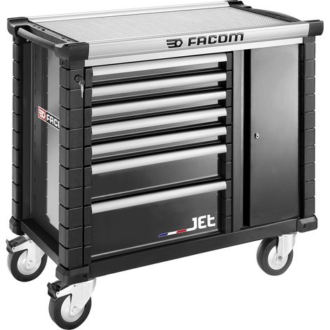 Facom – Servante d'atelier roulante en aluminium 7 tiroirs – Longueur 1.19m, Largeur 575mm, Hauteur 1.04m – Charge maximale élevée