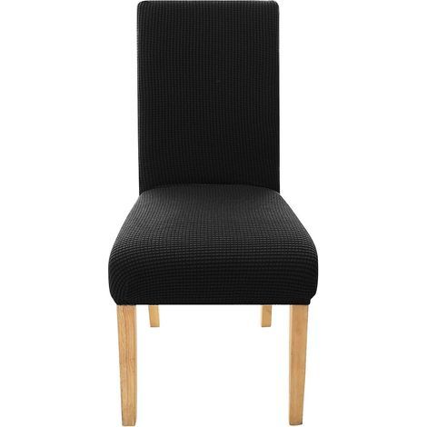 Coprisedia da matrimonio elasticizzato in jacquard, lavabile all'interno, economico, nero, per sala da pranzo (1/3)