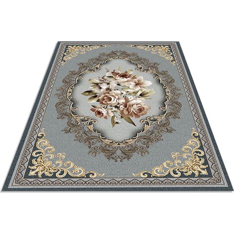 1 Tapis de bain, motif feuilles Damas, latex antidérapant, bordures renforcées, salle de bain salon (1/5)