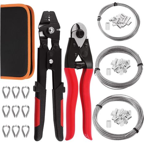 Lot de 165 outils de sertissage jusqu'à 2,2 mm et coupe-câble, manchon à double boucle de sertissage en aluminium avec cosses en acier inoxydable et 3 tailles (1/5)
