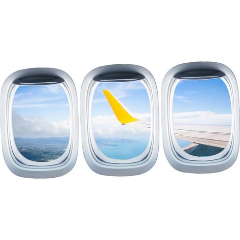 Faux Fentre Sticker Mural Avion Dcoration Murale Autocollant (1/5)