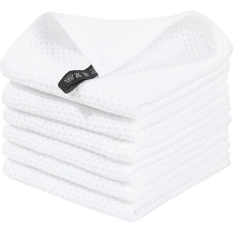 Dish Cloth - 100% Cotton Waffle Weave - 12 x 12 Inches - Kitchen Use - 6-Pack (1/5)