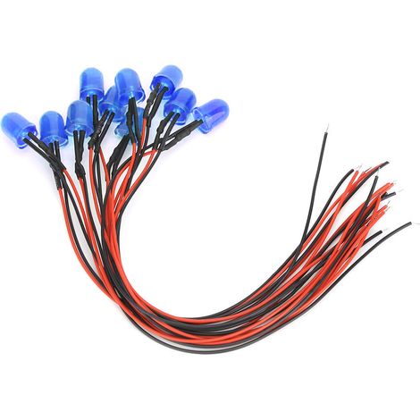 Lot de 50 perles LED 10mm 12V 0.06W bleues avec fil 20cm 26AWG, accessoire industriel, ampoules chromatiques pour signalisation (1/5)
