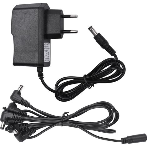Adaptateur secteur pour pédale d'effet guitare avec câble d'alimentation en série à 6 voies coudé (1/2)