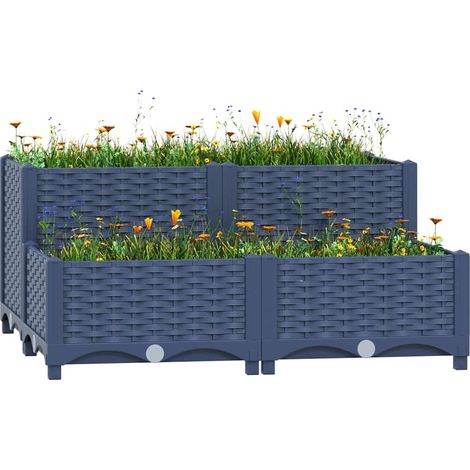 vidaXL Fioriera Rialzata 80x80x38 cm in Polipropilene