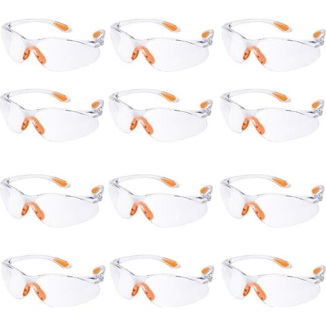 Lot de 12 Lunette de Sécurité Lunettes de Protection Travail avec Lentilles Transparentes Anti-Buée Lunette Protection pour Jardin Laboratoire Chimie (1/3)