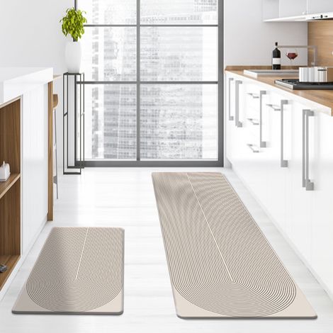 Kitchen anti-slip mat, stain-resistant and oil-proof mat, entryway mat, simple PU leather surface, thickened floor mat - 10 - 44x75x1cm