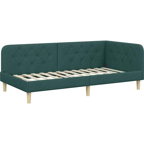 Corner Bed Frame Dark Green 100 x 200 cm Fabric vidaXL