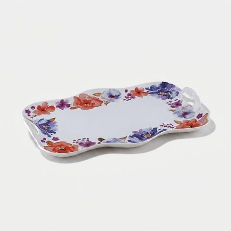 Servierplatte aus Porzellan mit Blumenmotiv Pfingstrose (1/3)