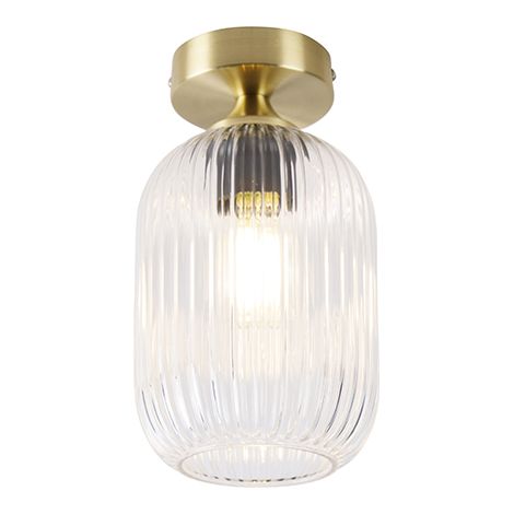 QAZQA Lampada da soffitto banci - Art déco - Vetro,Acciaio - Oro/Ottone - Tondo Max. 1 x Watt
