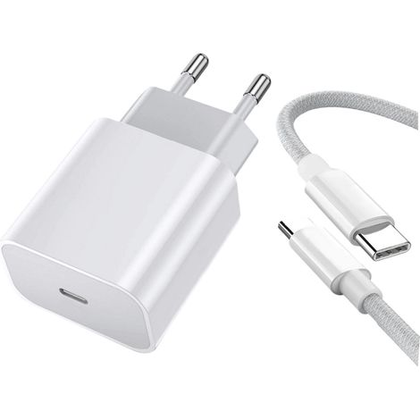 1 Adaptateur secteur 20W, Charge rapide, Câble USB-C 3m, Pour iPhone 15 (1/5)