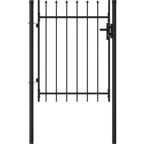 Portillon simple porte avec dessus à pointe Acier 1x1,2 m Noir (1/5)