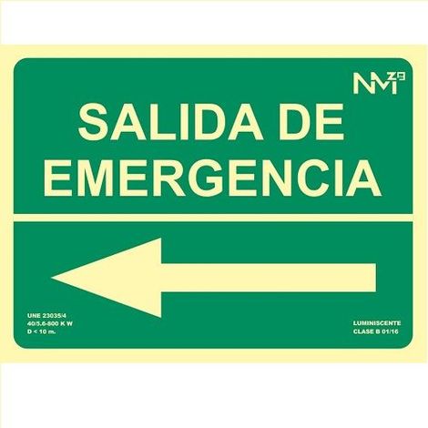 Señal Salida De Emergencia Izquierda PVC 21x 29.7cm  Verde